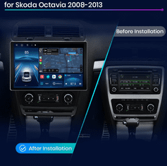 Junsun 2GB RAM 13" autorádio s Androidom pre Škoda Octavia 2 A5 2008-2013 s Apple CarPlay, 4G MODUL, GPS, Bluetooth, WIFI,