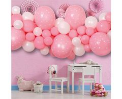 Balóniková girlanda - Sada baby ružovobiela - 300 cm - 65 ks - Baby shower
