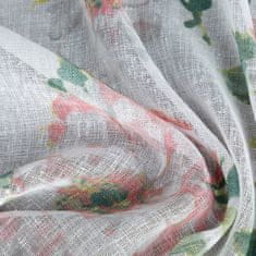 DESIGN 91 Dekoračná záclona s krúžkami - Emi z ľahkej gázy v ekologickom štýle s kvetinami, 140 x 250 cm, ZA-401279