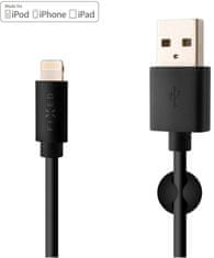 FIXED nabíjecí a datový kábel USB-A - Lightning, MFi certifikace, 1m, čierna