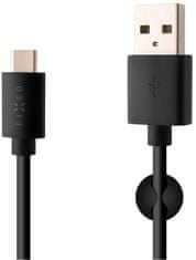 FIXED nabíjecí a datový kábel USB-A - USB-C, USB 2.0, 1m, čierna