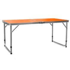 Aga Skladací kempingový stolík 120x60x54/60/70 cm Oranžový