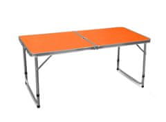 Aga Skládací kempingový stolík 120x60x54/60/70 cm Oranžový