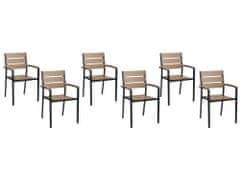 Beliani Súprava 6 jedálenských stoličiek svetlé drevo/čierna VERNIO