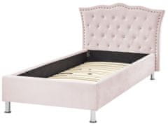 Beliani Zamatová posteľ 90 x 200 cm ružová METZ