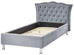 Beliani Zamatová posteľ 90 x 200 cm sivá METZ