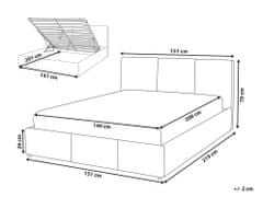 Beliani Zamatová posteľ s úložným priestorom 140 x 200 cm tmavosivá BOUSSE