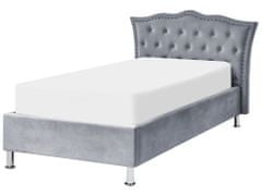 Beliani Zamatová posteľ s úložným priestorom 90 x 200 cm sivá METZ
