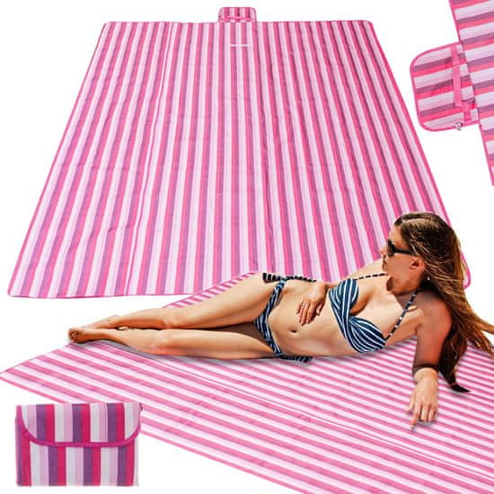 Aga Plážová pikniková deka 200x200cm Ružová