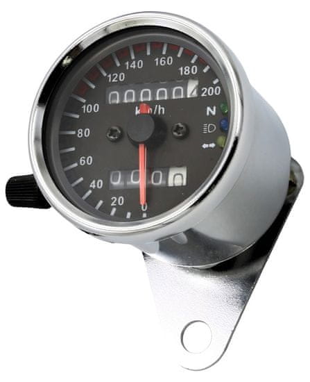 SEFIS mechanický analógový tachometer na motocykel retro 200 chrom