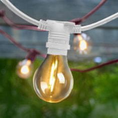 Záhradná svetelná reťaz 8 m girlanda Allegra s 10 LED žiarovkami A60 na bielom kábli, 2700K teplé biele svetlo, 35 lm, IP44
