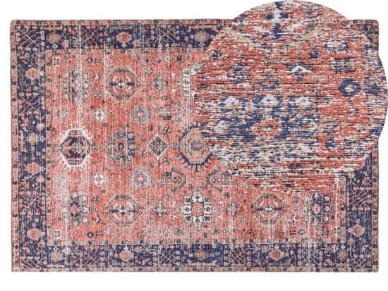 Beliani Bavlnený koberec 140 x 200 cm červená/modrá KURIN