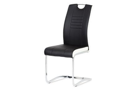 Autronic Moderná jedálenská stolička Jídelní židle chrom / koženka černá s bílými boky (DCL-406 BK)
