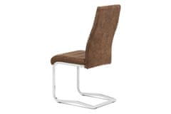 Autronic Moderná jedálenská stolička Jídelní židle, látka &quot;COWBOY&quot; hnědá, chrom (DCH-451 BR3)