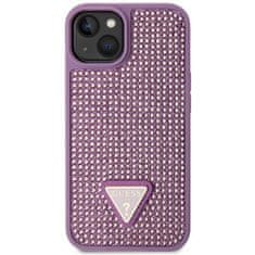Guess Kryt na mobil Rhinestones Triangle Metal Logo na Apple iPhone 14 - fialový