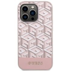 Guess Kryt na mobil PU G Cube MagSafe na Apple iPhone 14 Pro - růžový