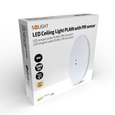 Solight Solight LED stropné svetlo PLAIN s PIR senzorom, 18W, 1260lm, 3000K, okrúhle, 33cm WO776