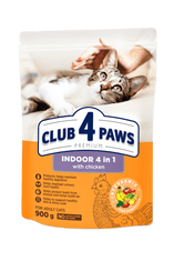 Club4Paws Premium Indoor 4 in 1 pre dospelé mačky žijúce v byte 900g