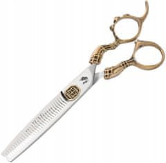 Enzo WOLF sada kadeřnických nůžek a thinningových nožů praváků 6,0 Lumens+ obal hřebeny offsetové kadeřnické nože na stříhání vlasů do salonu, řada Professional.