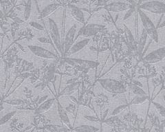 A.S. Création Vliesové tapety 38924-4 Terra - šedomodrá, listy s kvetmi 0,53m x 10,05m
