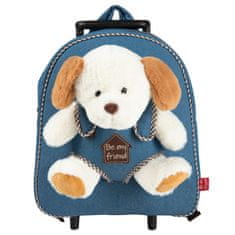 Perletti BE MY FRIEND, Detský denimový batoh na kolieskach s odnímateľnou hračkou PSÍK, 13034