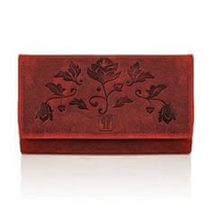 PAOLO PERUZZI Dámska červená kožená peňaženka rfid t-05