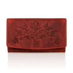 PAOLO PERUZZI Červená kožená dámska peňaženka rfid