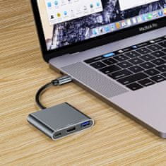 Tech-protect V1 HUB adaptér USB / USB-C / HDMI, šedý