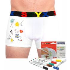 Styx Pánske boxerky športová guma biele + fixy na textil (GF1061) - veľkosť XXL