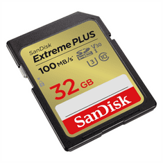 SanDisk Extreme PLUS 32 GB SDHC Memory Card 100 MB/s a 60 MB/s, UHS-I, Class 10, U3, V30