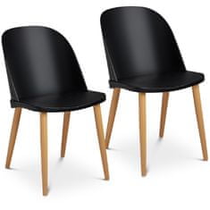 shumee Moderná škandinávska plastová stolička do 150 kg, 2 ks Čierna