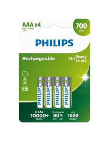 Philips dobíjacia batéria AAA 700mAh, NiMH - 4ks