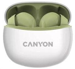 Canyon TWS-5 BT slúchadlá s mikrofónom, BT V5.3 JL 6983D4, púzdro 500mAh + 40mAh až 38h, olivové
