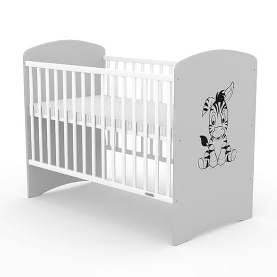 NEW BABY Detská postieľka LEO Zebra bielo-šedá
