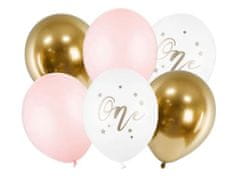 HADEX Narodeninové balóniky ONE, biele, zlaté, ružové 30cm, 5ks