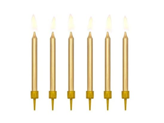 HADEX Narodeninové sviečky, zlaté, 6cm, 6ks