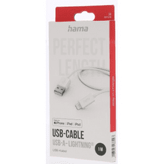 HAMA MFi USB kábel pre Apple, USB-A Lightning 1 m, biely