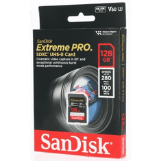 SanDisk Extreme PRO 128 GB V60 UHS-II SD karty, 280/100 MB/s, V60, C10, UHS-II