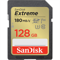 SanDisk Extreme 128GB SDXC Memory Card 180 MB/s a 90 MB/s, UHS-I, Class 10, U3, V30