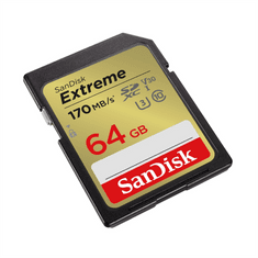 SanDisk Extreme 64GB SDXC Memory Card 170MB/s a 80MB/s, UHS-I, Class 10, U3, V30