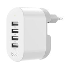 Budi Sieťová nabíjačka Budi, 4x USB, 34 W (biela)
