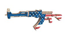 Woodcraft Woodcraft Dřevěné 3D puzzle Samopal AK47 v barvách Americké vlajky