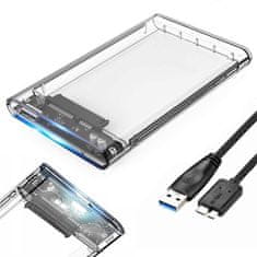 HADEX Externý box pre SATA 2,5” HDD s pripojením na USB 3.0, transparentný