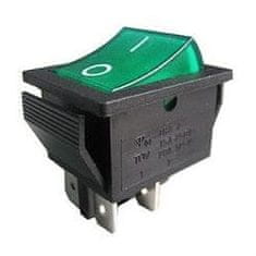 HADEX Vypínač kolískový IRS-201-2C, ON-OFF 2pól.250V/15A zelený, presvetlený