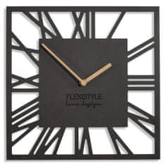 Flexistyle Nástenné hodiny loft piccolo štvorcové 30cm, čierna z219b