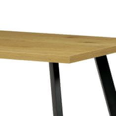 Autronic Jedálenský stôl 140x85x75 cm, doska melamín, 3D dekor divoký dub, kovové nohy, čierny mat HT-740 OAK