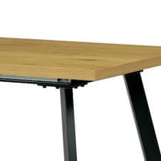 Autronic Jedálenský stôl 140+40x85x75 cm, doska melamín, 3D dekor divoký dub, kovové nohy, čierny mat HT-780 OAK