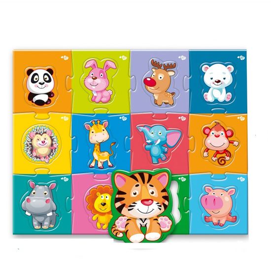 Farfarland Detské puzzle - " Zoo". Vzdelávacie hračky rozvíjajú pozornosť, pozorovanie a motorické zručnosti. Puzzle pre deti
