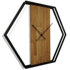 Flexistyle Dubové hodiny Loft Hexagon kovové 80cm, z231