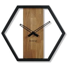 Flexistyle Dubové hodiny Loft Hexagon kovové 50cm, z231